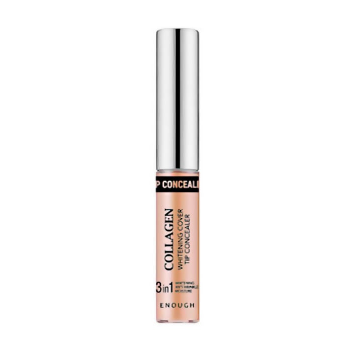 Освітлювальний колагеновий консилер для обличчя Enough Collagen Whitening Cover Tip Concealer 3 In 1, 01 Light Beige, 9 г